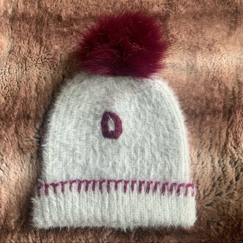 Anthropologie Fuzzy Monogram Initial D Kids Hat